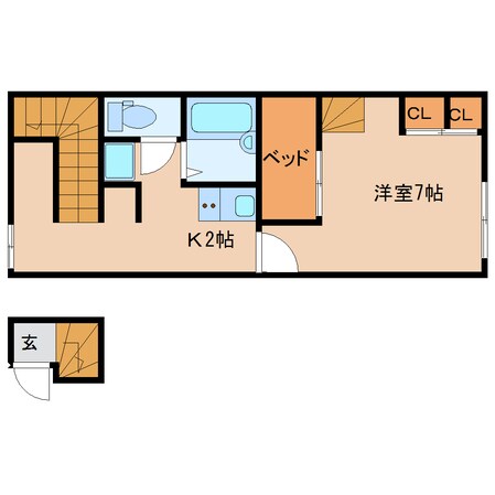 大和西大寺駅 徒歩21分 2階の物件間取画像